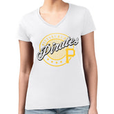 Pittsburgh Pirates G-III 4Her by Carl Banks Women's Super-Slim Fit Lightweight Pinstripe Circle V-Neck T-Shirt White