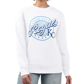 Kansas City Royals G-III 4Her by Carl Banks Women's Pinstripe Circle Team Fleece Pullover Sweatshirt White