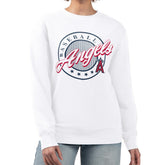 Los Angeles Angels G-III 4Her by Carl Banks Women's Pinstripe Circle Team Fleece Pullover Sweatshirt White