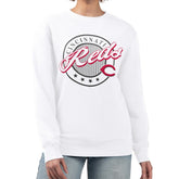 Cincinnati Reds G-III 4Her by Carl Banks Women's Pinstripe Circle Team Fleece Pullover Sweatshirt White