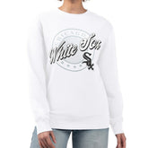 Chicago White Sox G-III 4Her by Carl Banks Women's Pinstripe Circle Team Fleece Pullover Sweatshirt White