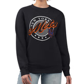 New York Mets G-III 4Her by Carl Banks Women's Pinstripe Circle Team Fleece Pullover Sweatshirt Black