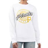 Pittsburgh Pirates G-III 4Her by Carl Banks Women's Pinstripe Circle Team Fleece Pullover Sweatshirt White