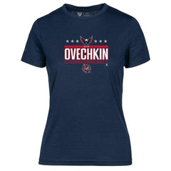 Alexander Ovechkin Washington Capitals Levelwear Women's NHL All-Time Leading Goal Scorer Milestone Stars Name & Number Maddox T-Shirt - Navy T-shirts