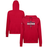 Alexander Ovechkin Washington Capitals Levelwear Women's NHL All-Time Leading Goal Scorer Milestone Stripes Name & Number Adorn Pullover Hoodie - Red Hoodies