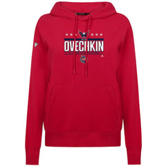 Alexander Ovechkin Washington Capitals Levelwear Women's NHL All-Time Leading Goal Scorer Milestone Stripes Name & Number Adorn Pullover Hoodie - Red Hoodies