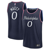 Tyrese Maxey Philadelphia 76ers Youth 2025/26 City Edition Fast Break Jersey - Navy for sale