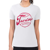 Minnesota Twins G-III 4Her by Carl Banks Women's Super-Slim Fit Lightweight Distressed Baseball Team T-Shirt White