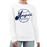 Los Angeles Angels G-III 4Her by Carl Banks Women's Distressed Baseball Team Fleece Pullover Sweatshirt White