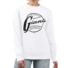 San Francisco Giants G-III 4Her by Carl Banks Women's Distressed Baseball Team Fleece Pullover Sweatshirt White