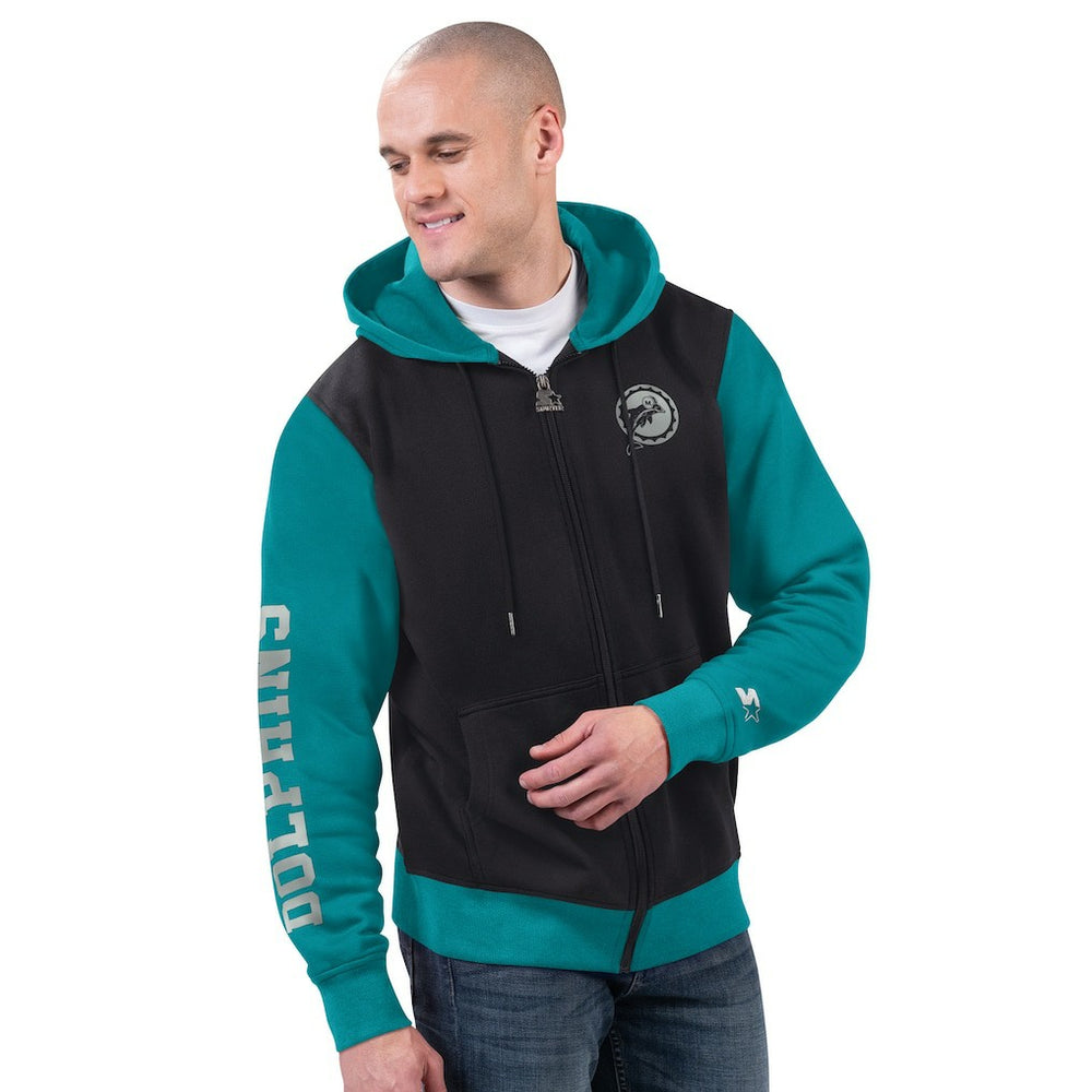 Miami Dolphins Starter Thursday Night Gridiron Full-Zip Hoodie - Black/Aqua discount