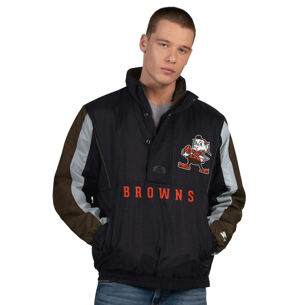 Cleveland Browns Starter Thursday Night Gridiron Vintage Logo Half-Zip Jacket - Black for sale