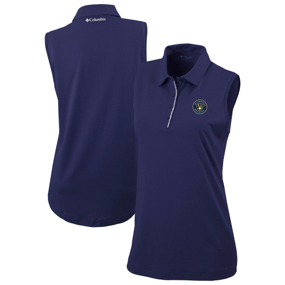 Milwaukee Brewers Women's Tend The Ball Sleeveless Polo Navy