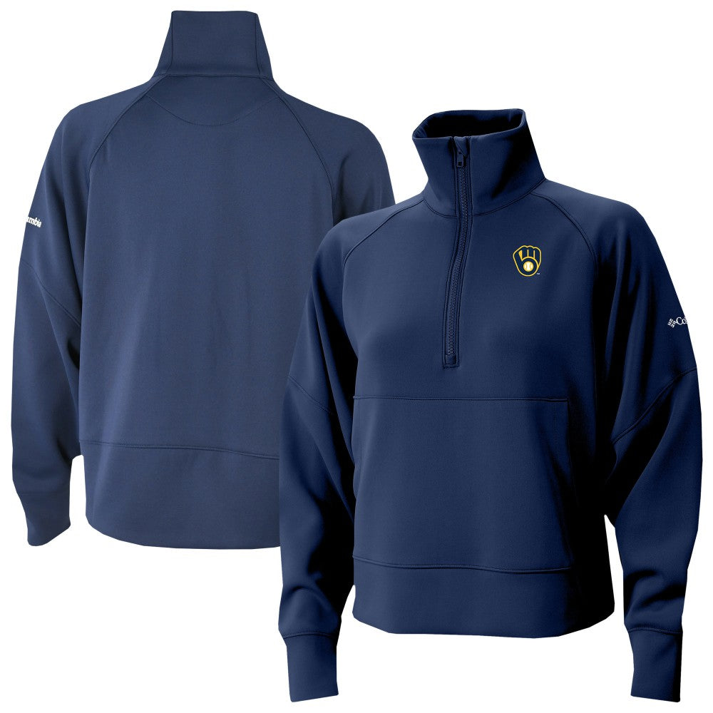 Milwaukee Brewers Women's Wickhams Hills Raglan Omni-Wick Quarter-Zip Pullover Navy