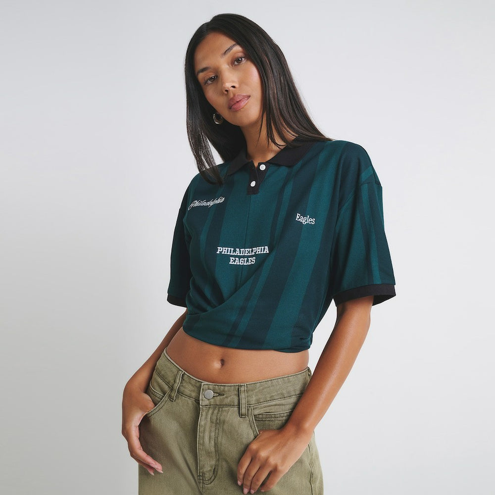 Philadelphia Eagles Off Season Women's Rugby T-Shirt - Midnight Green on sale