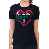 Seattle Mariners G-III 4Her by Carl Banks Women's Super-Slim Fit Lightweight Double Heart T-Shirt Navy