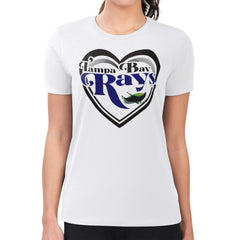 Tampa Bay Rays G-III 4Her by Carl Banks Women's Super-Slim Fit Lightweight Double Heart T-Shirt White