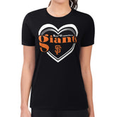 San Francisco Giants G-III 4Her by Carl Banks Women's Super-Slim Fit Lightweight Double Heart T-Shirt Black