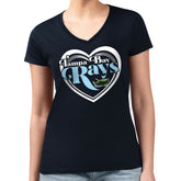 Tampa Bay Rays G-III 4Her by Carl Banks Women's Super-Slim Fit Lightweight Double Heart V-Neck T-Shirt Navy
