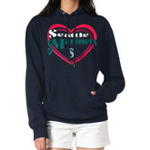 Seattle Mariners G-III 4Her by Carl Banks Women's Double Heart Fleece Pullover Hoodie Navy