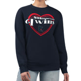 Minnesota Twins G-III 4Her by Carl Banks Women's Double Heart Fleece Pullover Sweatshirt Navy