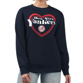 New York Yankees G-III 4Her by Carl Banks Women's Double Heart Fleece Pullover Sweatshirt Navy