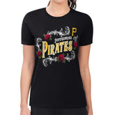 Pittsburgh Pirates G-III 4Her by Carl Banks Women's Super-Slim Fit Lightweight Retro Roses T-Shirt Black