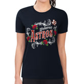 Houston Astros G-III 4Her by Carl Banks Women's Super-Slim Fit Lightweight Retro Roses T-Shirt Navy