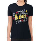 Seattle Mariners G-III 4Her by Carl Banks Women's Super-Slim Fit Lightweight Retro Roses T-Shirt Navy