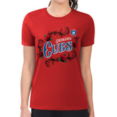 Chicago Cubs G-III 4Her by Carl Banks Women's Super-Slim Fit Lightweight Retro Roses T-Shirt Red