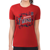 Minnesota Twins G-III 4Her by Carl Banks Women's Super-Slim Fit Lightweight Retro Roses T-Shirt Red