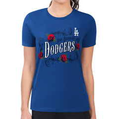 Los Angeles Dodgers G-III 4Her by Carl Banks Women's Super-Slim Fit Lightweight Retro Roses T-Shirt Royal