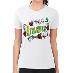 Athletics G-III 4Her by Carl Banks Women's Super-Slim Fit Lightweight Retro Roses T-Shirt White