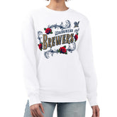 Milwaukee Brewers G-III 4Her by Carl Banks Women's Retro Roses Fleece Pullover Sweatshirt White