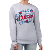 Chicago Cubs G-III 4Her by Carl Banks Women's Retro Roses Fleece Pullover Sweatshirt Gray