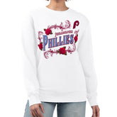 Philadelphia Phillies G-III 4Her by Carl Banks Women's Retro Roses Fleece Pullover Sweatshirt White