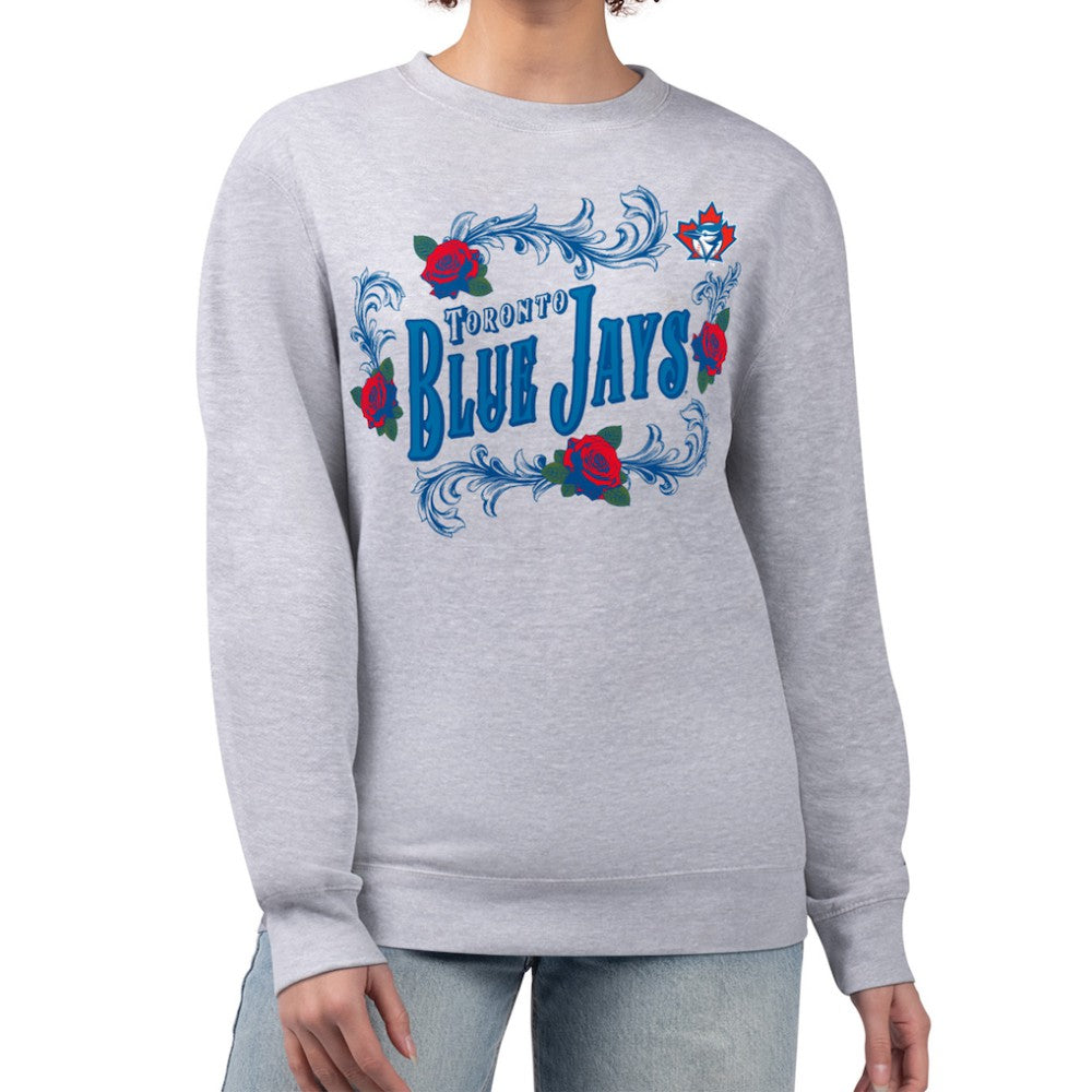 Toronto Blue Jays G-III 4Her by Carl Banks Women's Retro Roses Fleece Pullover Sweatshirt Gray