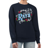 Tampa Bay Rays G-III 4Her by Carl Banks Women's Retro Roses Fleece Pullover Sweatshirt Navy