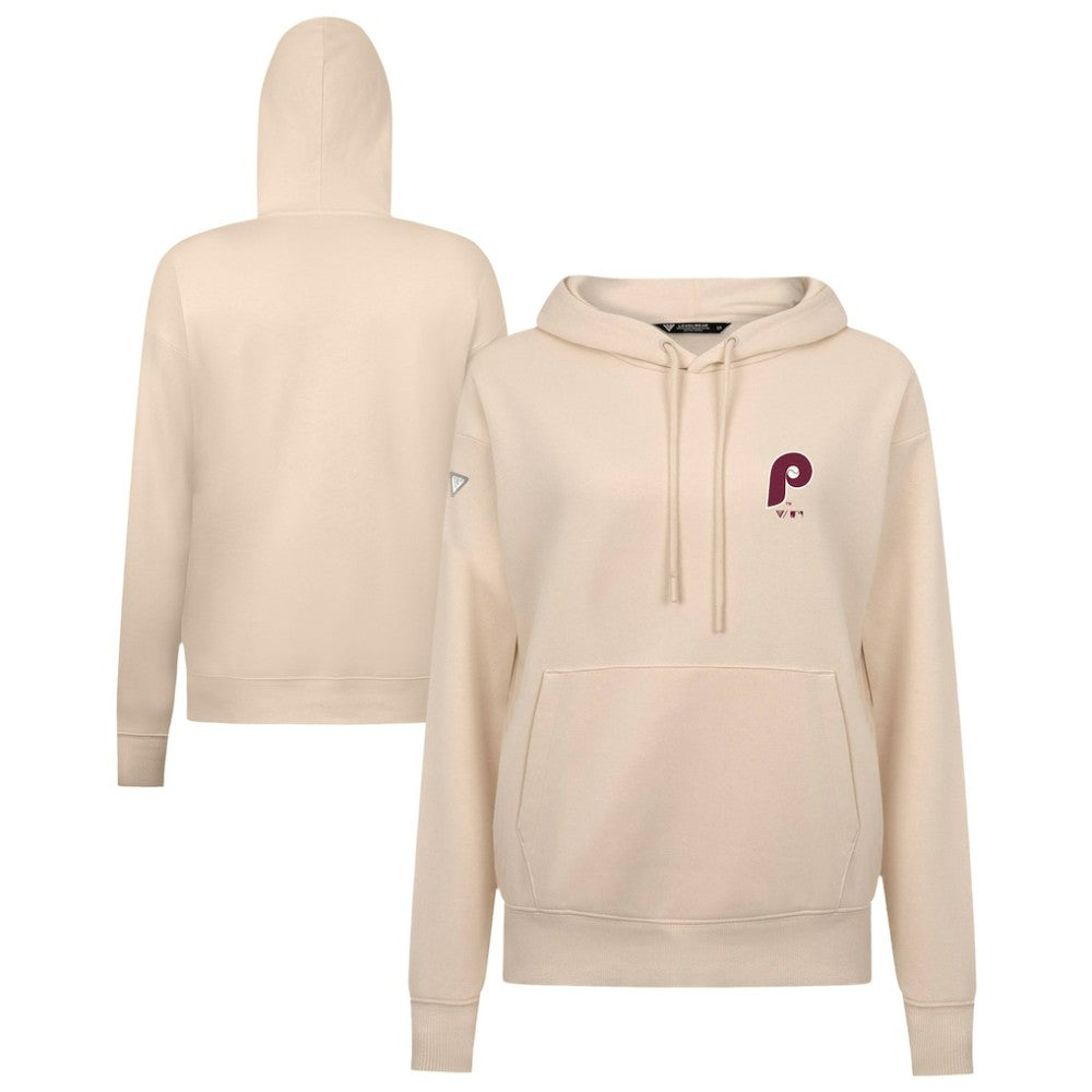 Philadelphia Phillies Levelwear Women's Cooperstown Collection Adorn Core Logo Pullover Hoodie Khaki