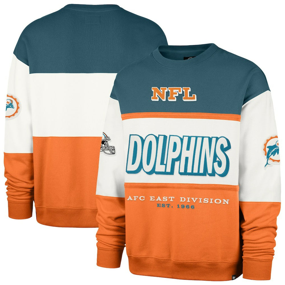 Miami Dolphins '47 Throwback Breeze Maximalist Sweatshirt - Aqua/Orange for sale