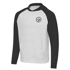 Pittsburgh Steelers Antigua Urgent Pullover Hoodie - Black/Heather Gray discount