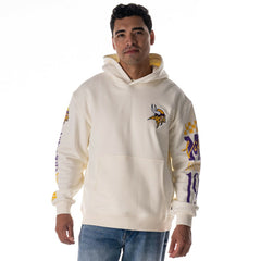 Minnesota Vikings The Wild Collective Unisex Stacked Graphic Sleeve Fleece Hoodie - Cream discount