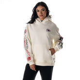 Kansas City Chiefs The Wild Collective Unisex Stacked Graphic Sleeve Fleece Hoodie - Cream on sale