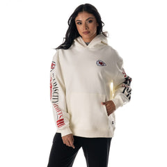 Kansas City Chiefs The Wild Collective Unisex Stacked Graphic Sleeve Fleece Hoodie - Cream on sale