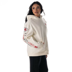 Kansas City Chiefs The Wild Collective Unisex Stacked Graphic Sleeve Fleece Hoodie - Cream on sale