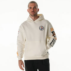 Pittsburgh Steelers The Wild Collective Unisex Stacked Graphic Sleeve Fleece Hoodie - Cream sale
