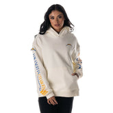 Los Angeles Chargers The Wild Collective Unisex Stacked Graphic Sleeve Fleece Hoodie - Cream outlet