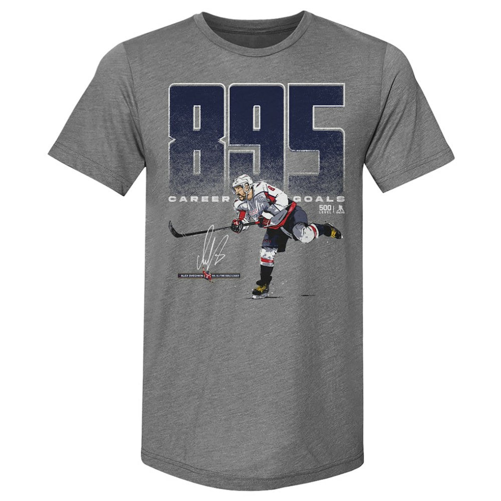 Alexander Ovechkin Washington Capitals 500 Level NHL All-Time Leading Goal Scorer Tri-Blend Bold T-Shirt - Gray T-shirts