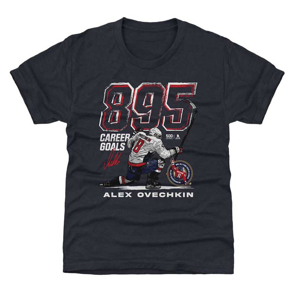Alexander Ovechkin Washington Capitals 500 Level Youth NHL All-Time Leading Goal Scorer Grunge T-Shirt - Navy T-shirts