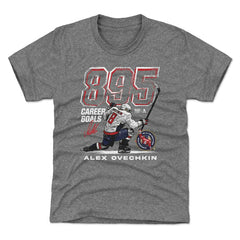 Alexander Ovechkin Washington Capitals 500 Level Youth NHL All-Time Leading Goal Scorer Grunge T-Shirt - Gray T-shirts
